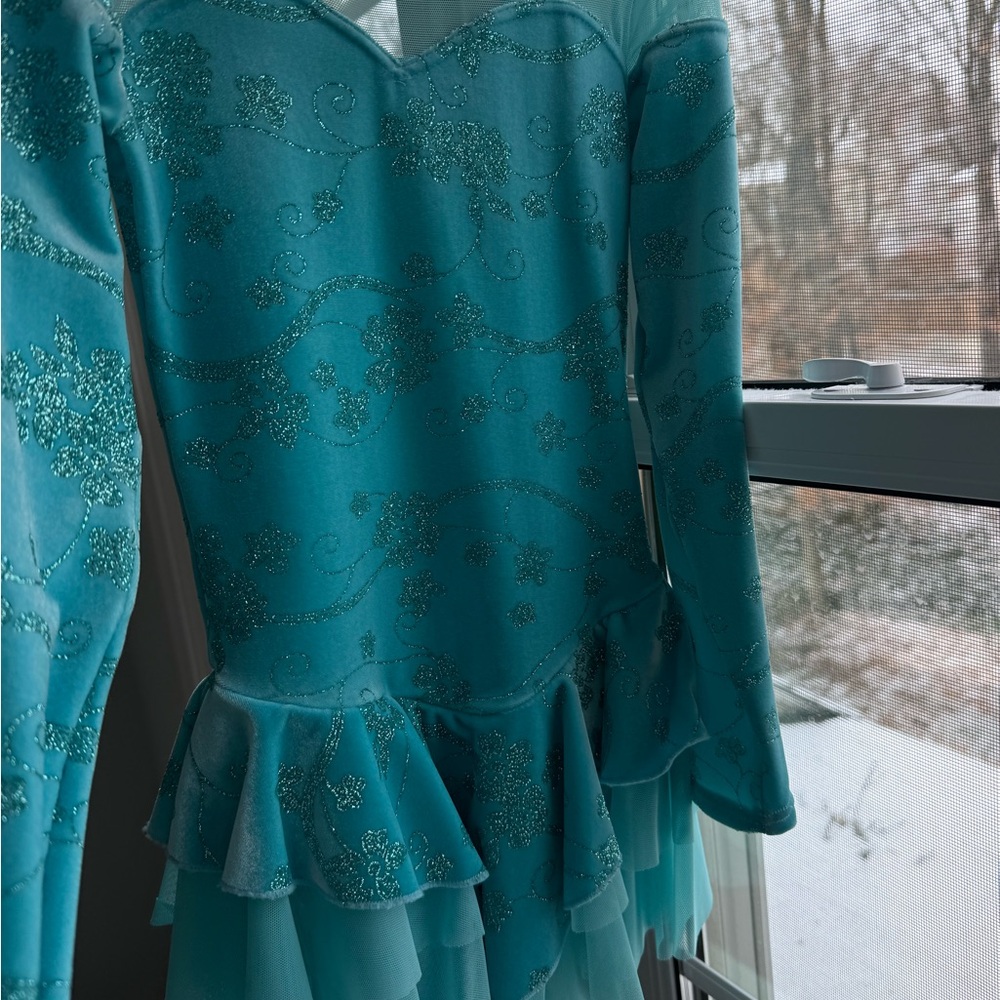 Mondor Sparkling Blue Kids Figure Skating Dress